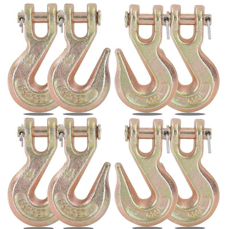 ALISWAT 8 Pack 5/16" Clevis Grab Hooks, Grade 70 Forged Steel Chain Hook for 5/16 Inch Tow Chain, Heavy Duty Tow Hook 5400 Lbs Working Load Limit for Trailer Truck Transport - Image 1